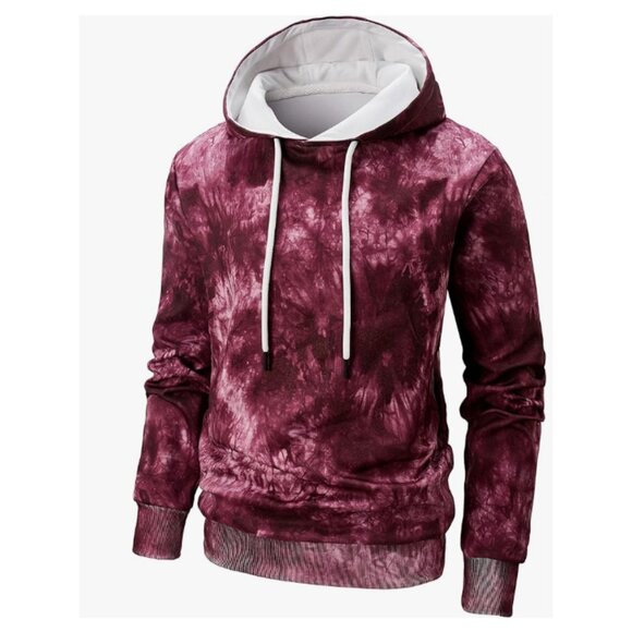 LINSPLLO MEN'S TIE DYE HOODIE PULLOVER SWEATSHIRT - Picture 2 of 5